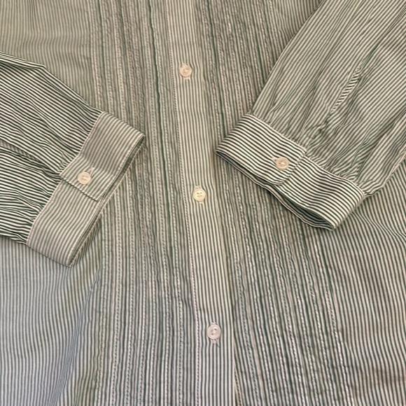 J crew striped button down green and white with ruffle XL and NWOT - Picture 4 of 4